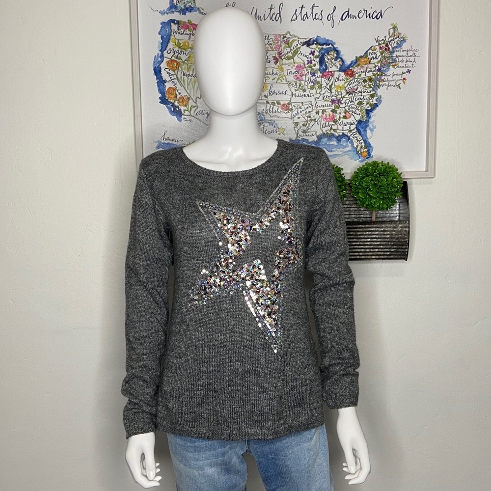 H&M Gray Sweater with Silver Star Design